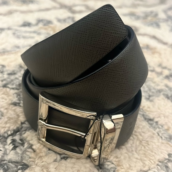 Prada reversible leather belt gray blue XL - Picture 1 of 3
